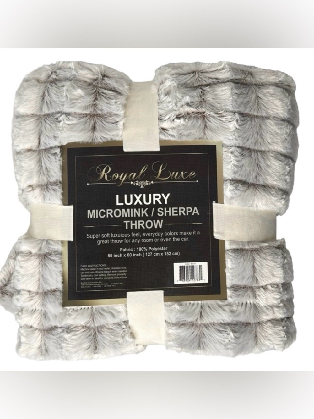 Royal Luxe Blanket 50”x60” Brown Super Soft Plush Sherpa Throw Micro-Mink